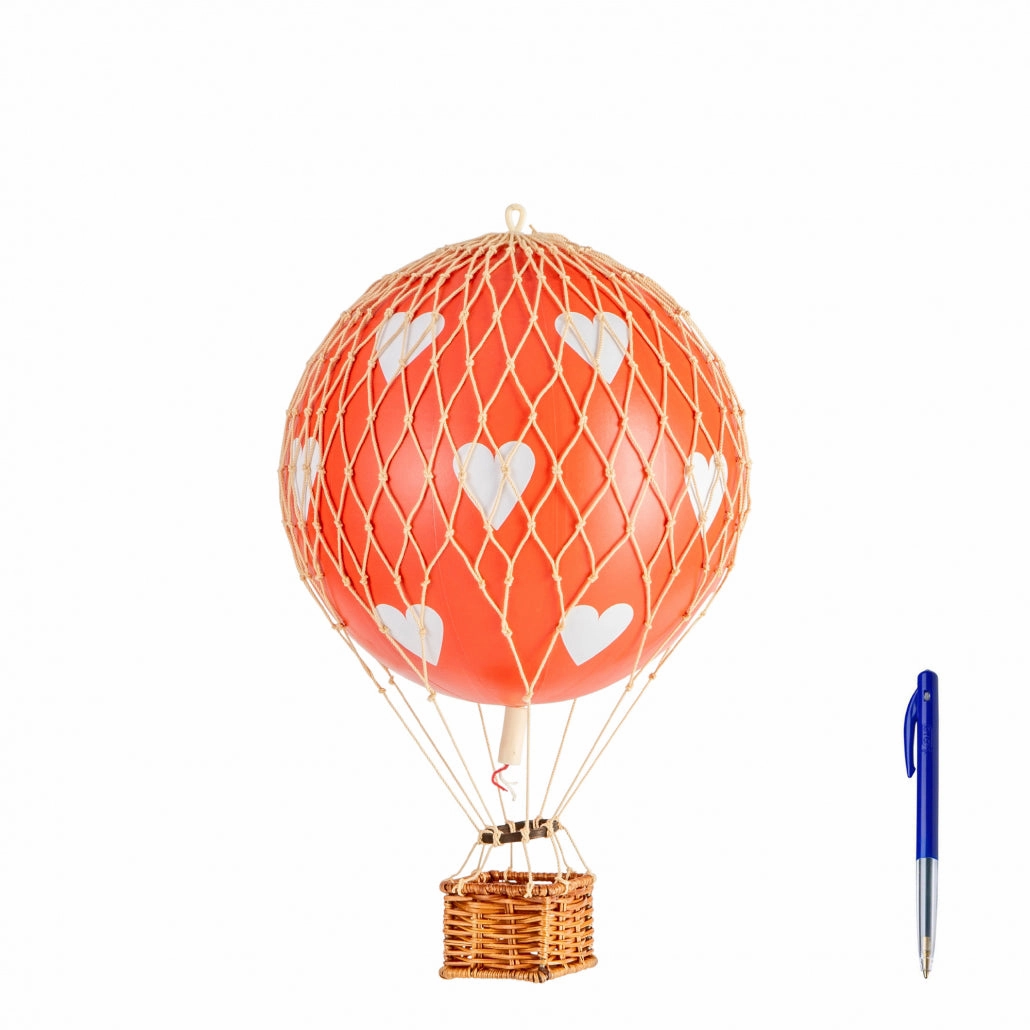 Authentic Models Travels Light. Red Hearts - Hot Air Balloon Hanging Decor - 30cm