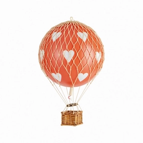 Authentic Models Travels Light. Red Hearts - Hot Air Balloon Hanging Decor - 30cm