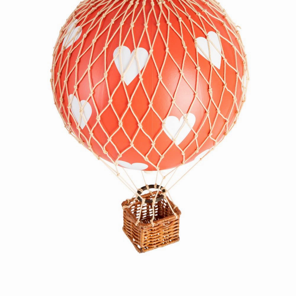 Authentic Models Travels Light. Red Hearts - Hot Air Balloon Hanging Decor - 30cm