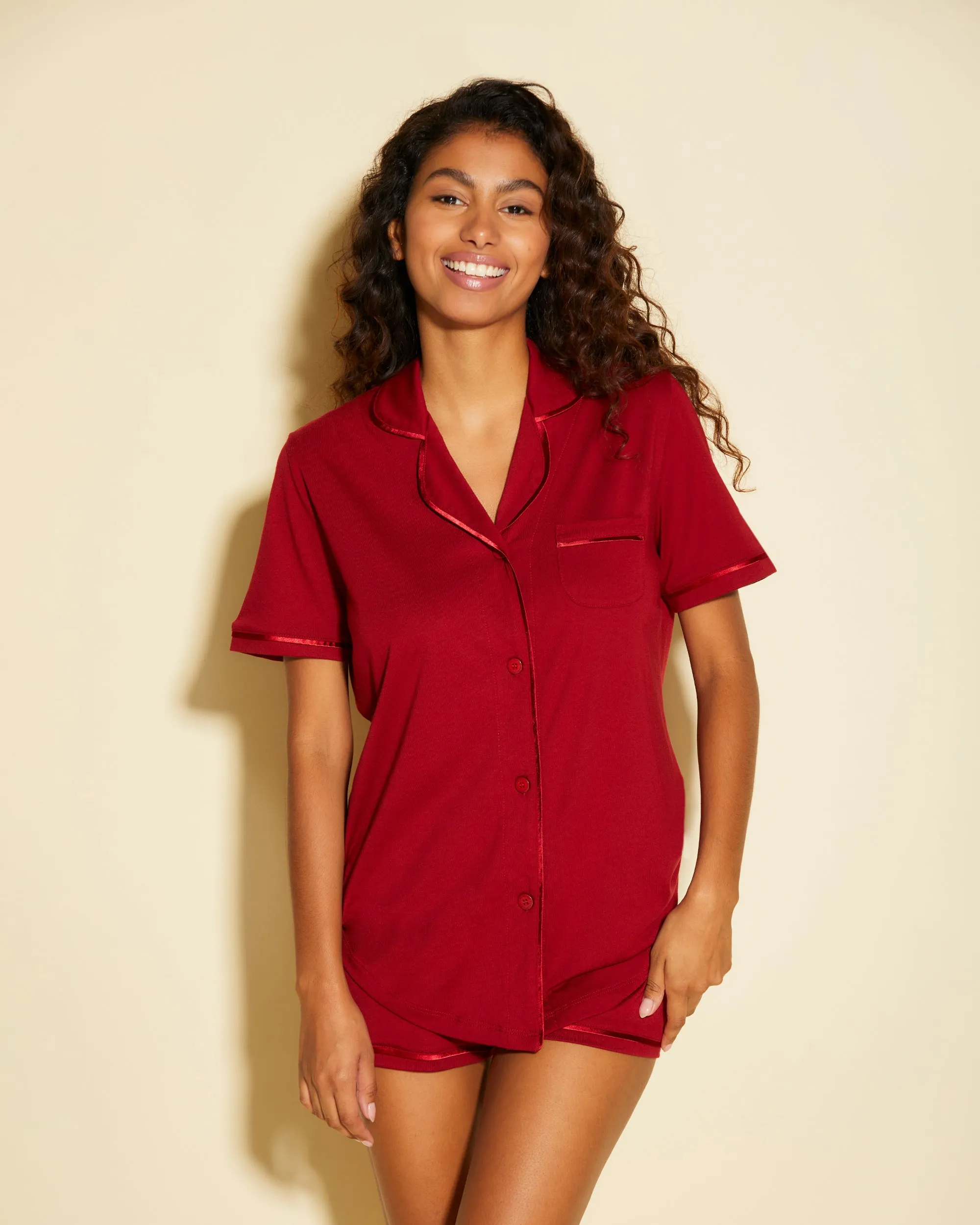 Conjunto De Pijama Con Camisa De Manga Corta Y Pantalones Cortos