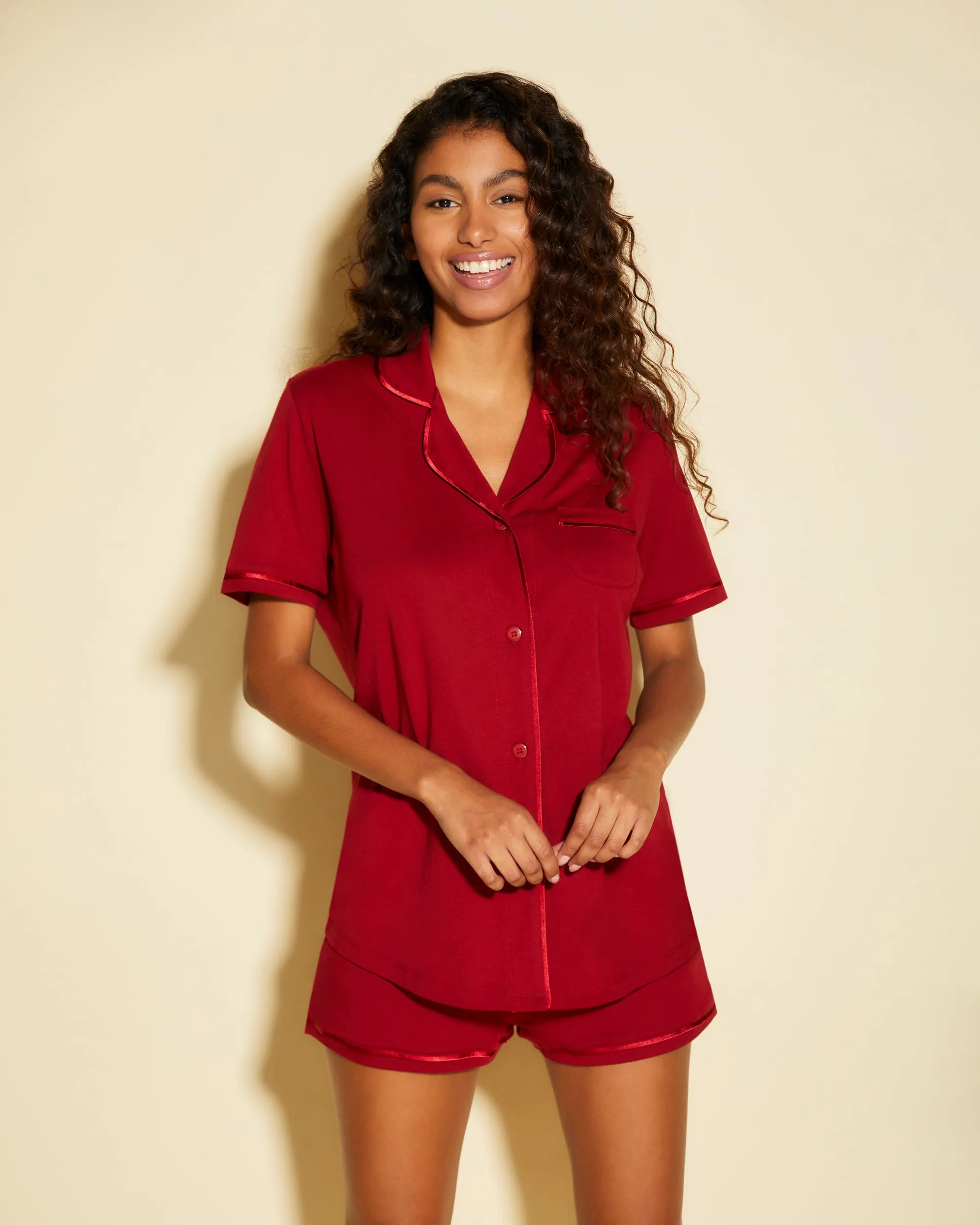 Conjunto De Pijama Con Camisa De Manga Corta Y Pantalones Cortos