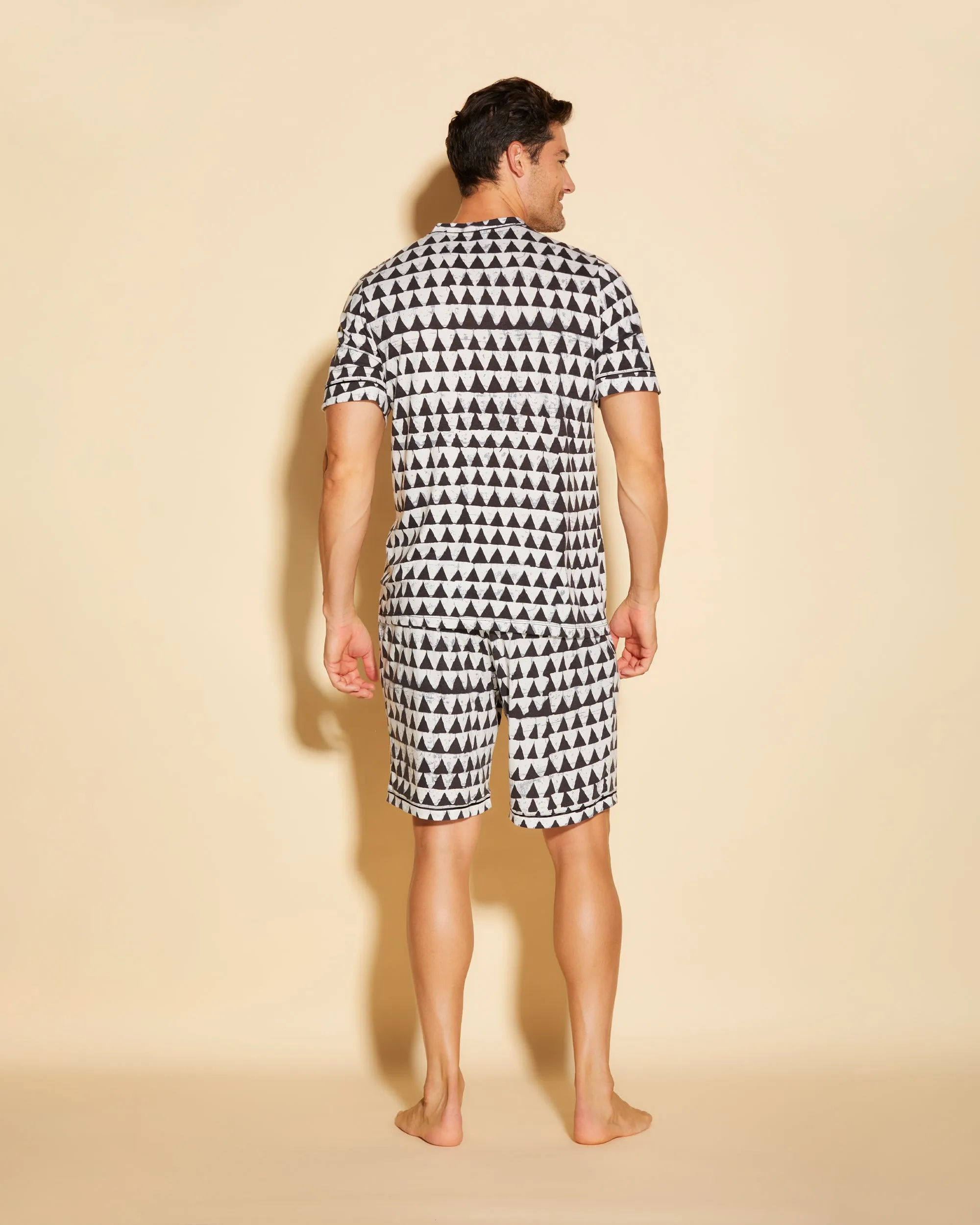 Conjunto De Pijama Para Hombre Con Camisa De Manga Corta Y Pantalones Cortos
