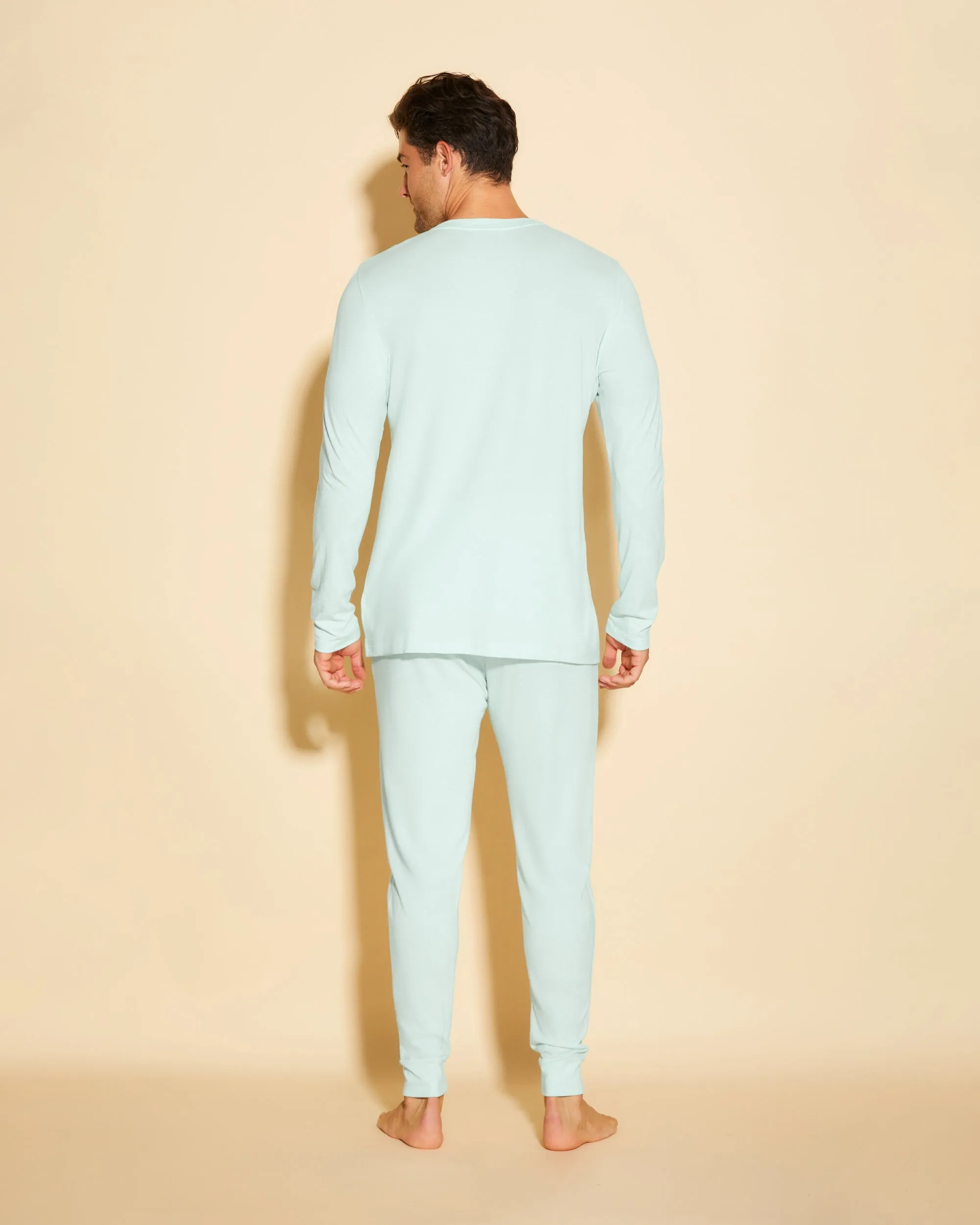 Conjunto De Pijama Para Hombre Con Camiseta Henley Y Pantalones Joggers