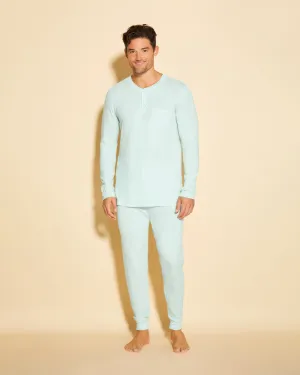 Conjunto De Pijama Para Hombre Con Camiseta Henley Y Pantalones Joggers
