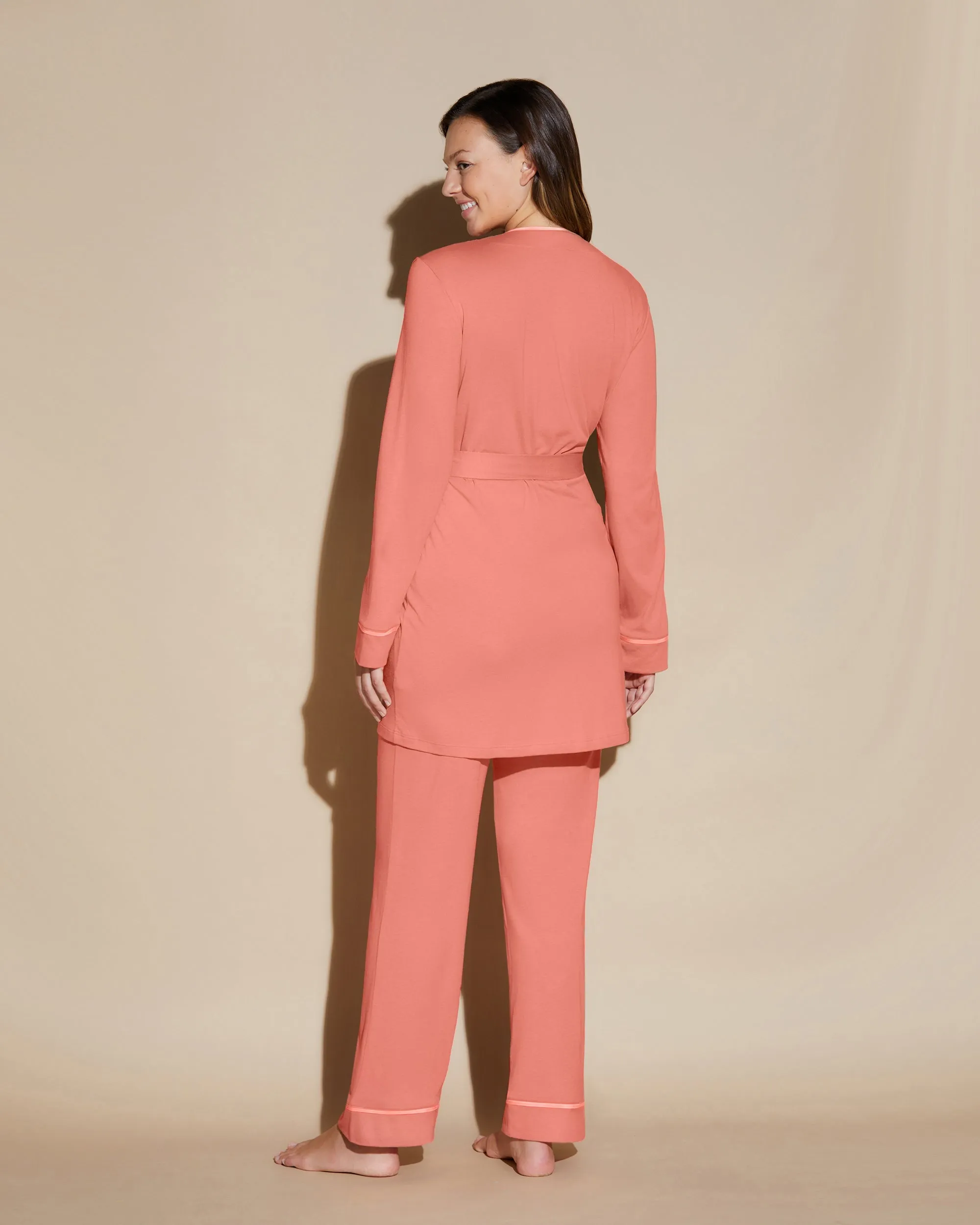 Curvy 3-Teiliges Pyjama-Set Mit Bademantel
