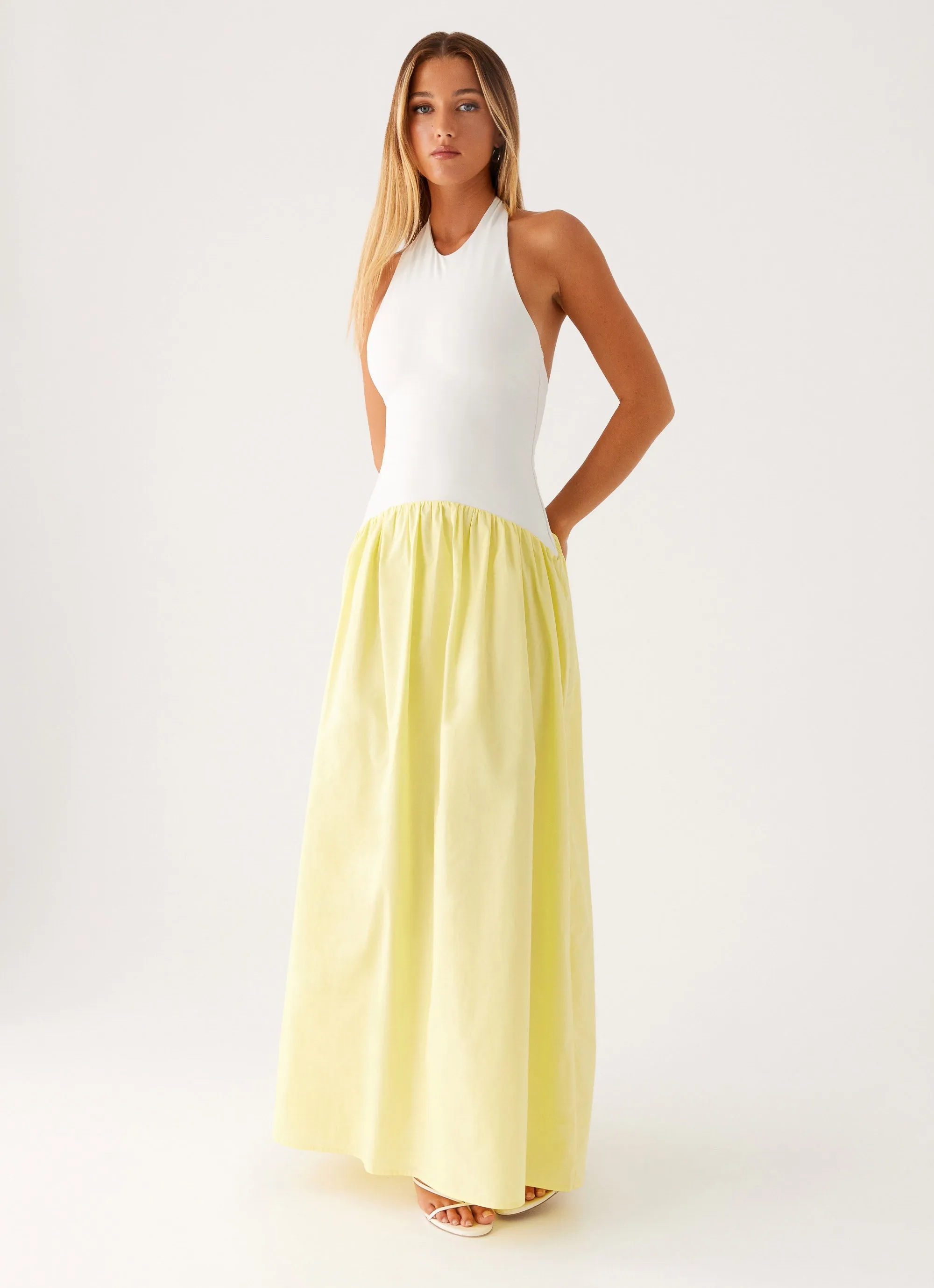 Elora Maxi Dress - Yellow Spliced