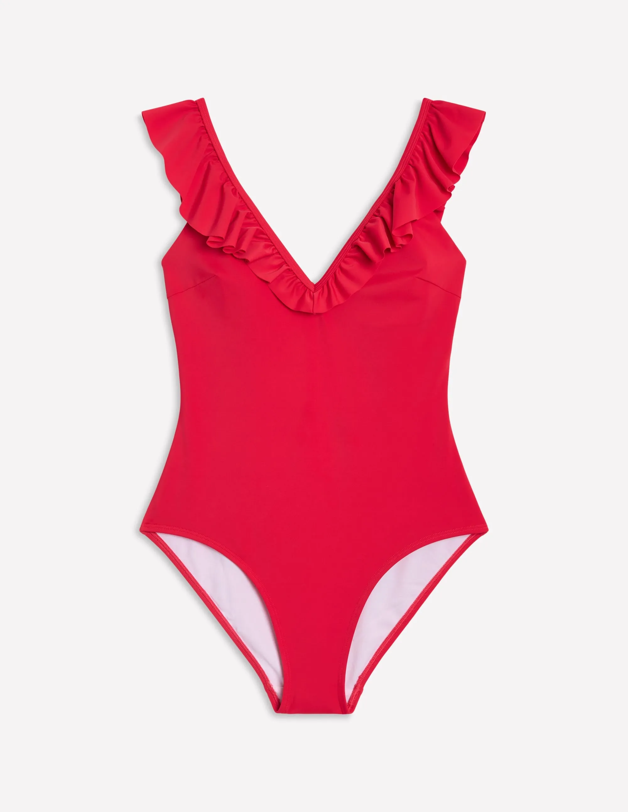 Evia Ruffle Swimsuit-Tulip Red