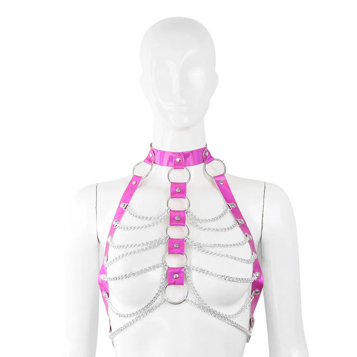 Hologram PVC with Chain Halter Bra Top (3 colors)