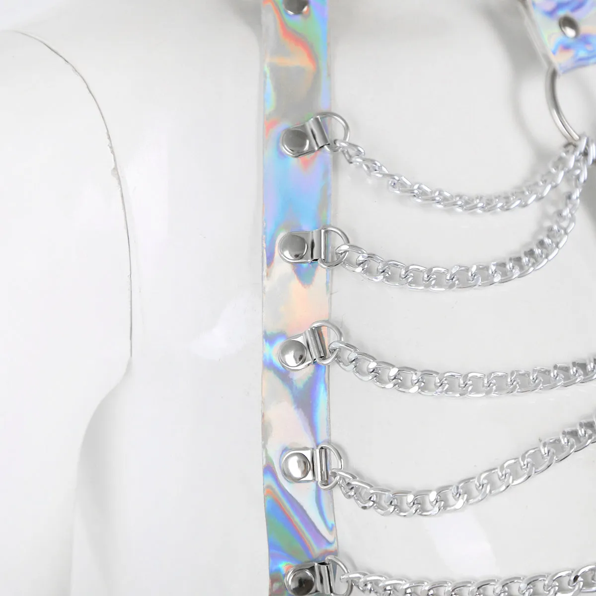 Hologram PVC with Chain Halter Bra Top (3 colors)