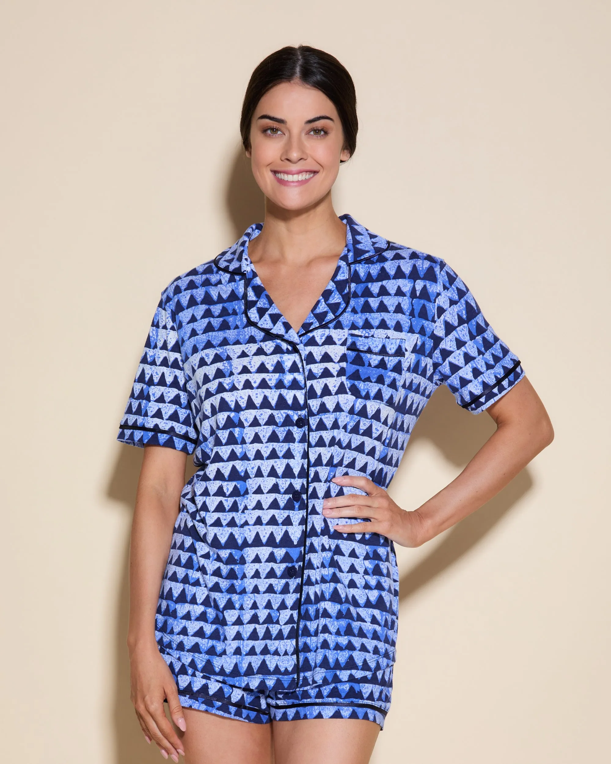 Kurzärmeliges Top & Boxer Pyjama-Set