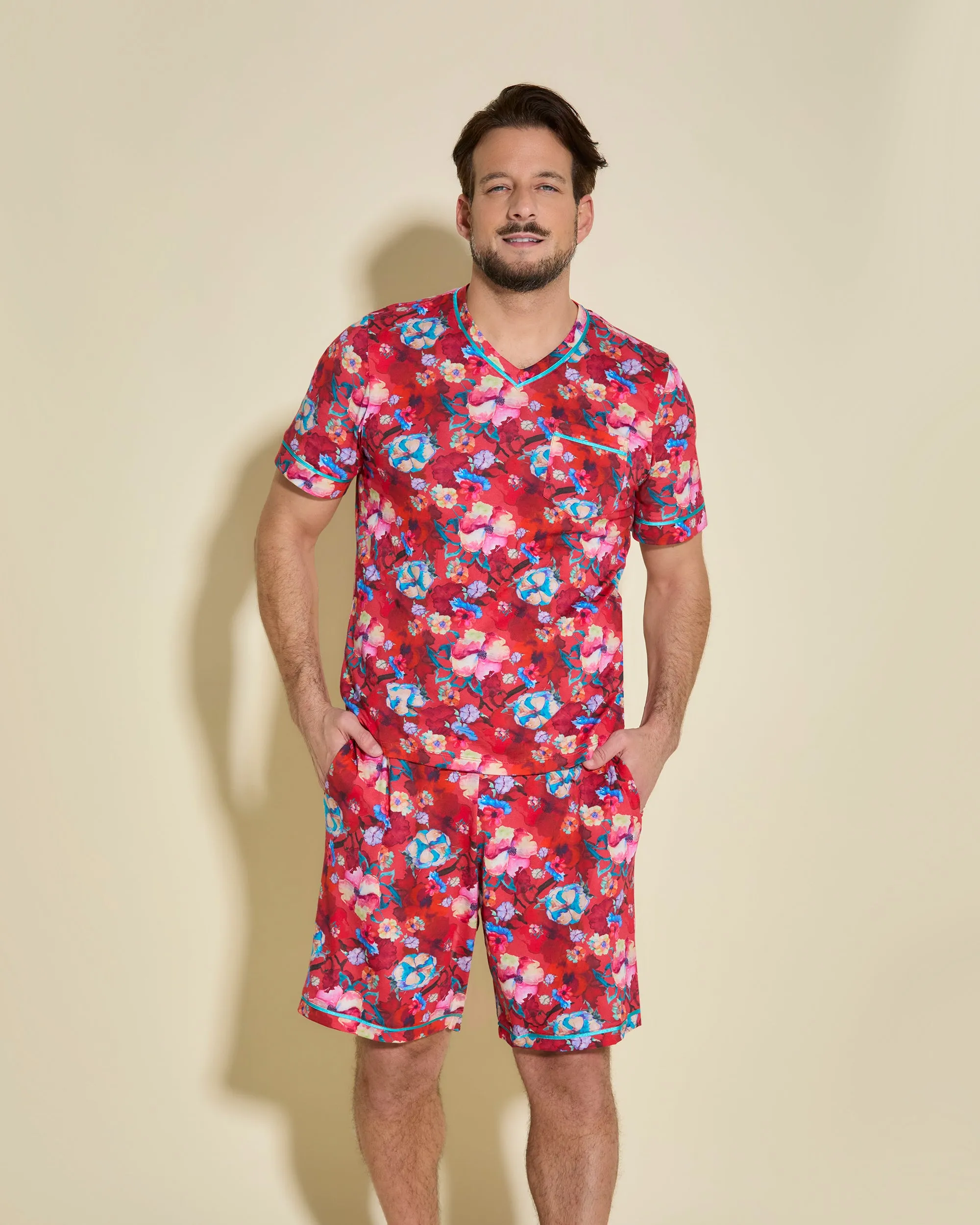 Kurzärmeliges Top & Shorts Pyjama-Set Für Männer