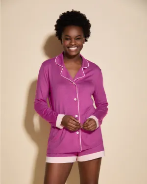 Langärmeliges Top & Boxer Pyjama-Set