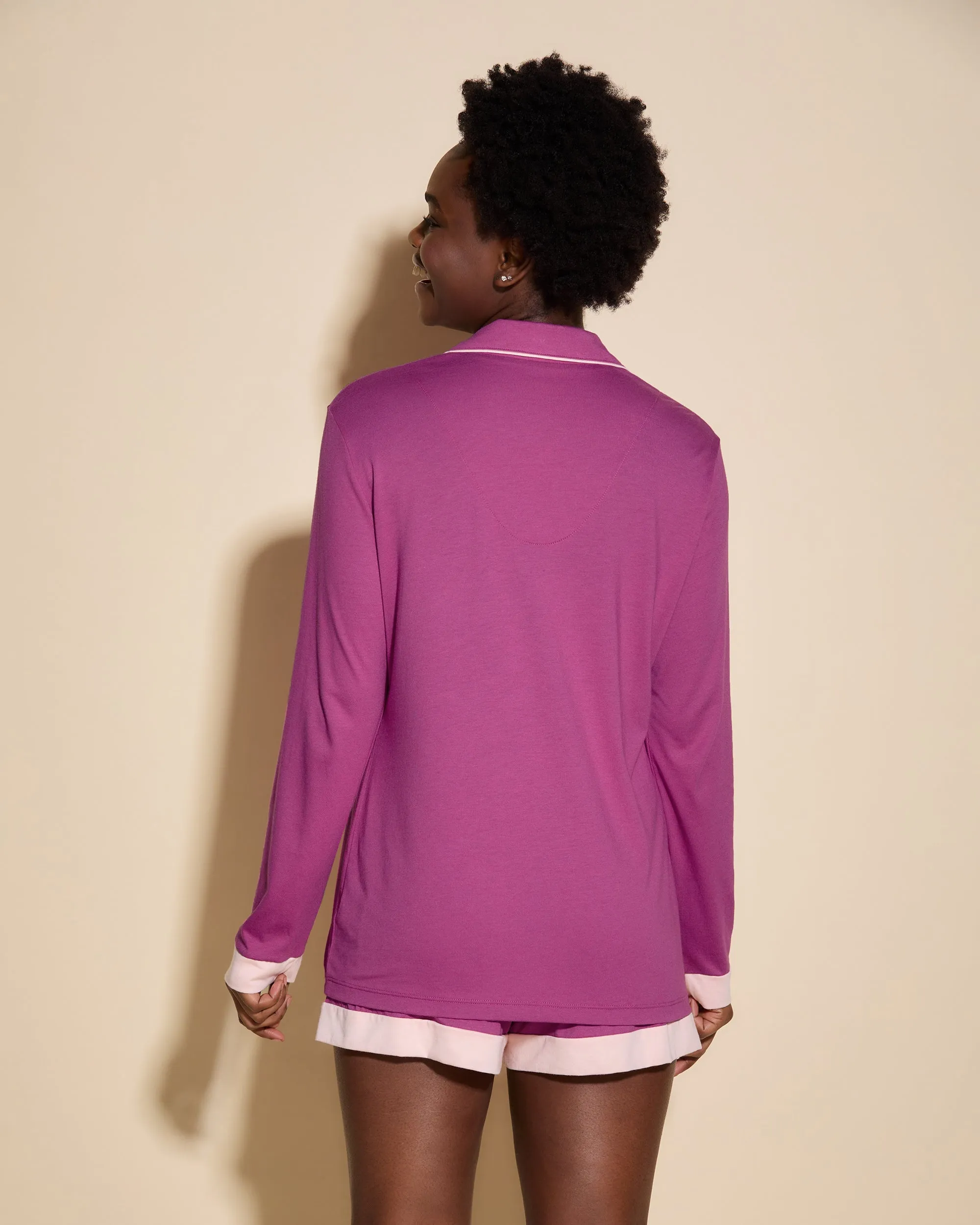 Langärmeliges Top & Boxer Pyjama-Set