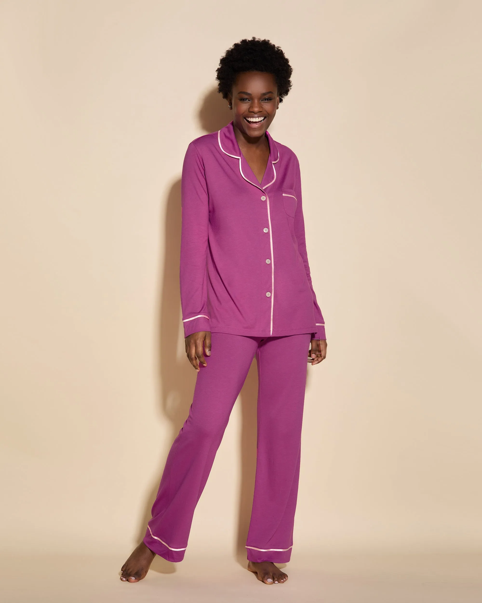 Langärmeliges Top & Boxer Pyjama-Set