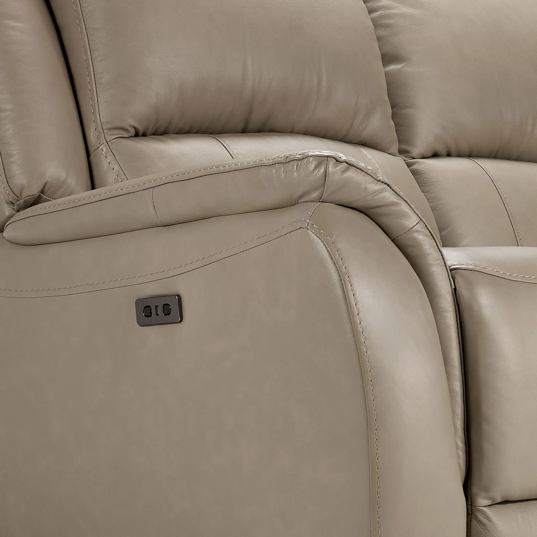 Maxton Leather Power Reclining Sofa and Loveseat Set - Taupe