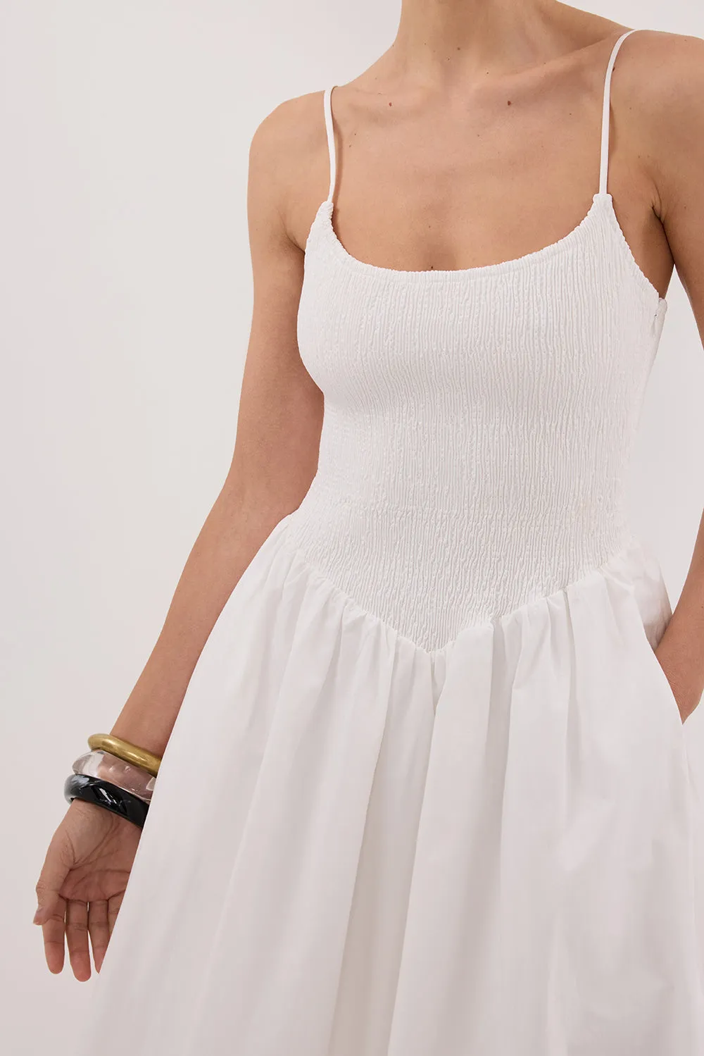 MILANO WHITE COTTON MIDI DRESS