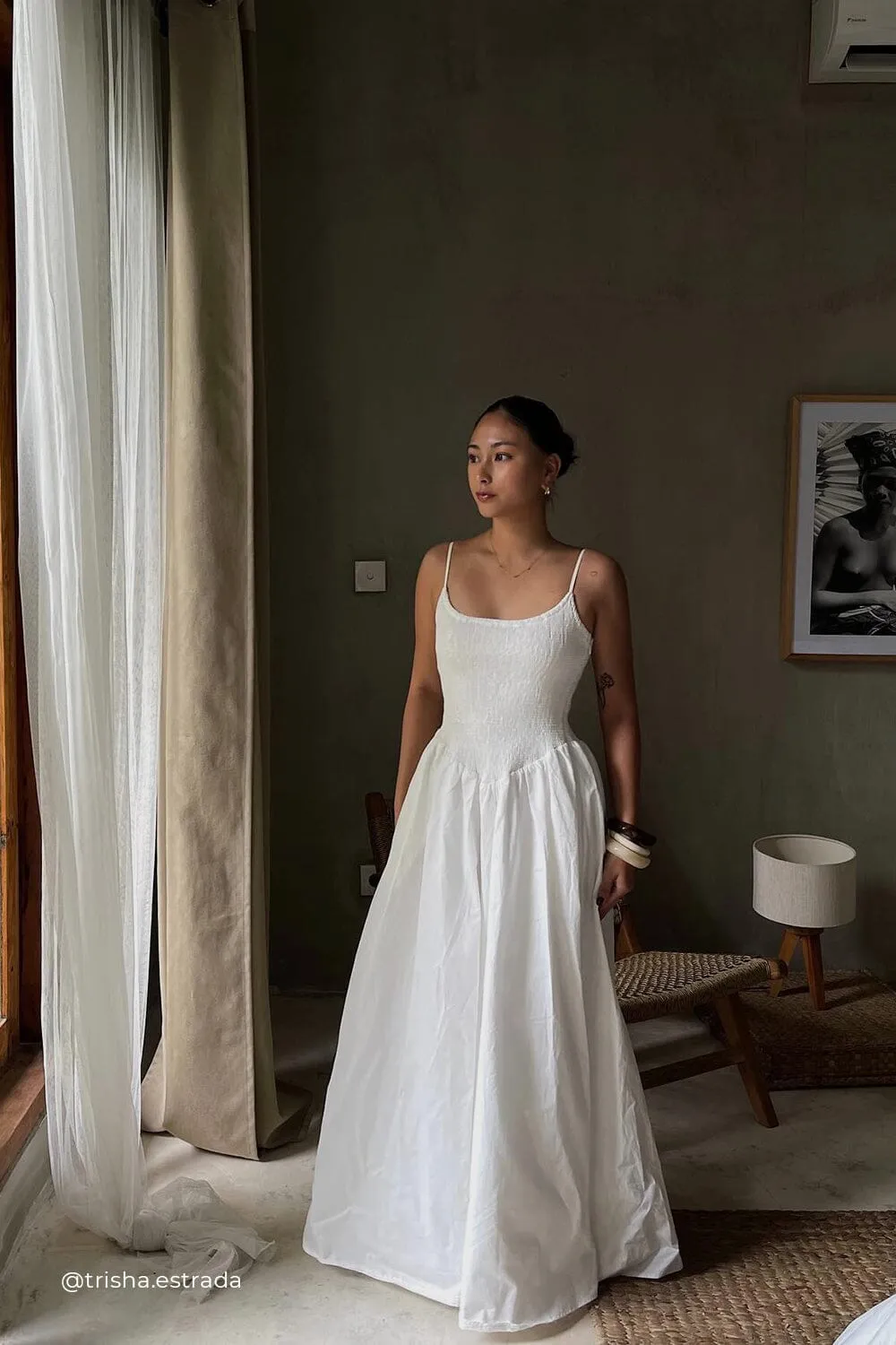MILANO WHITE COTTON MIDI DRESS