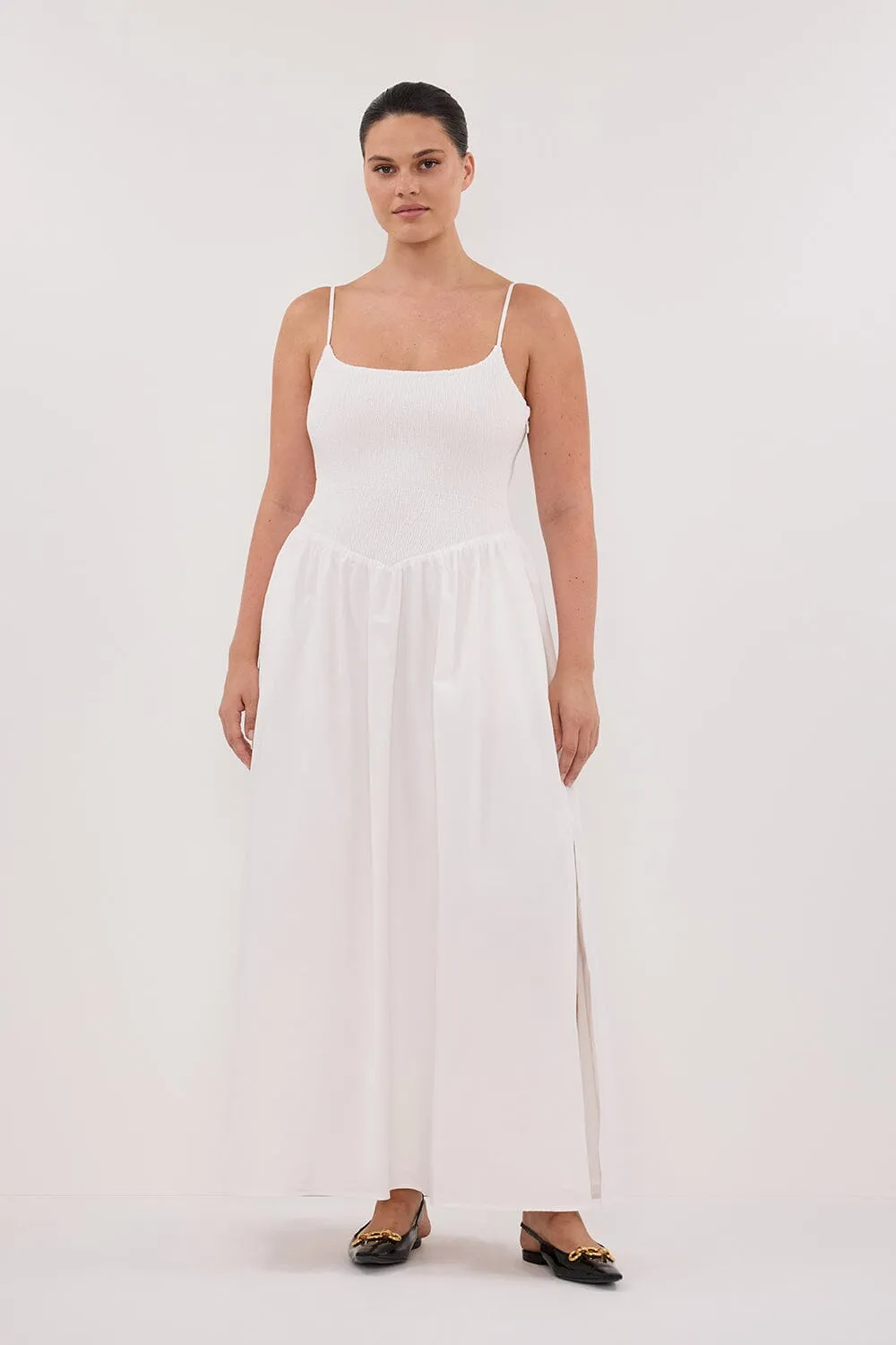 MILANO WHITE COTTON MIDI DRESS
