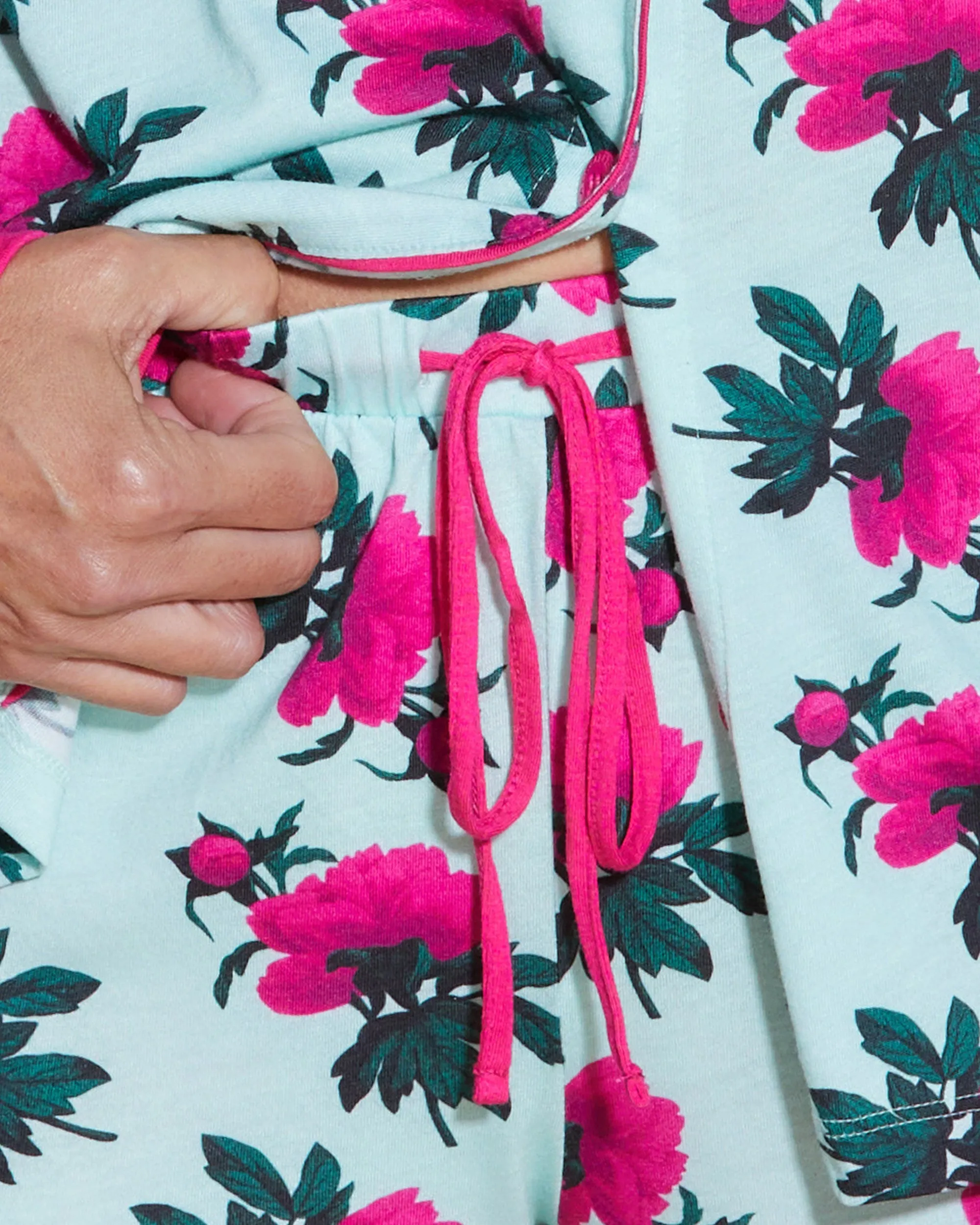 Printed Long Sleeve Top & Boxer Pajama Set