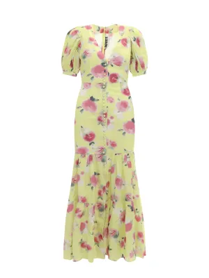 ROTATE Allover Floral Printed V-Neck Dress