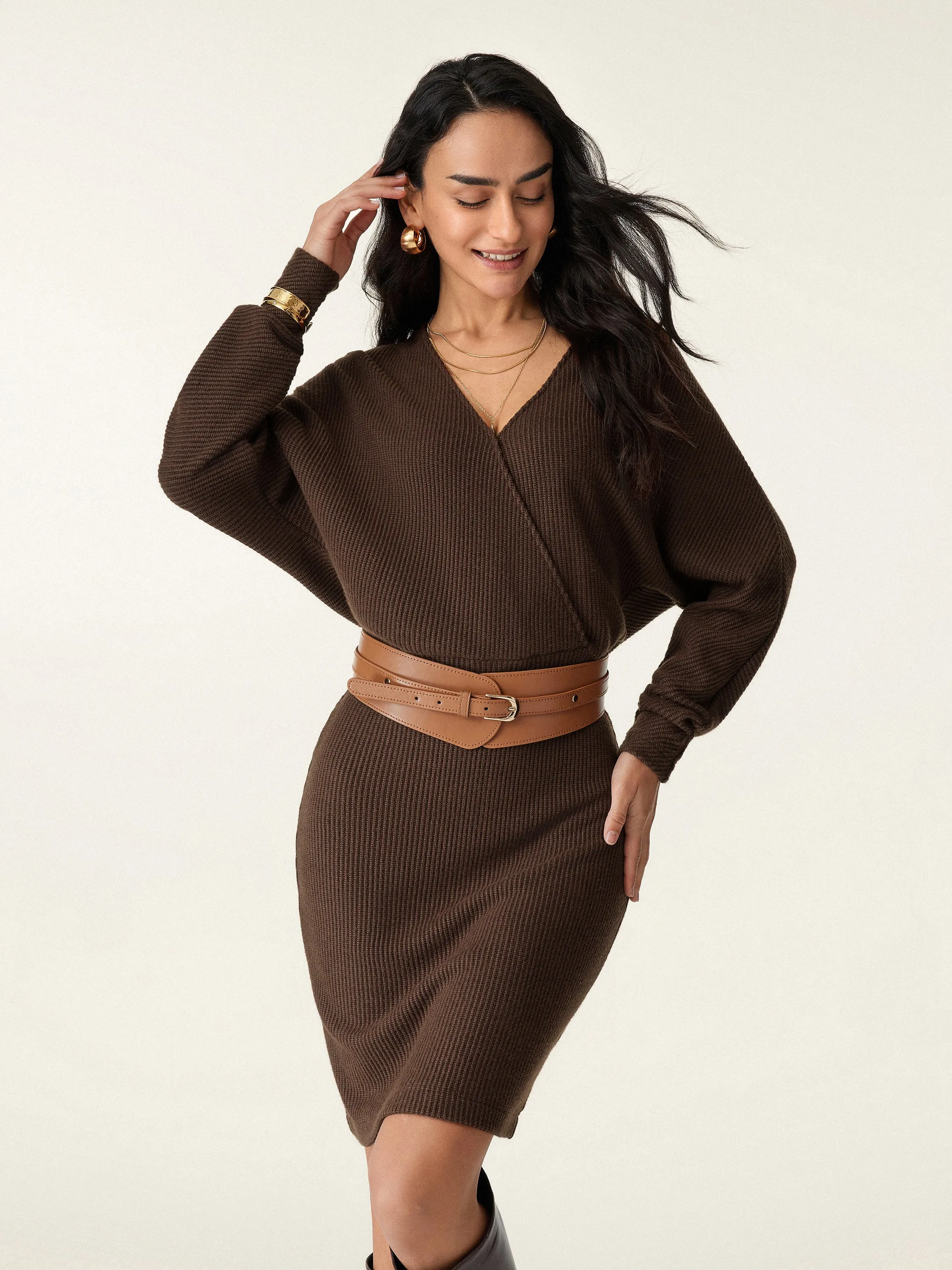 Surplice Batwing Dress