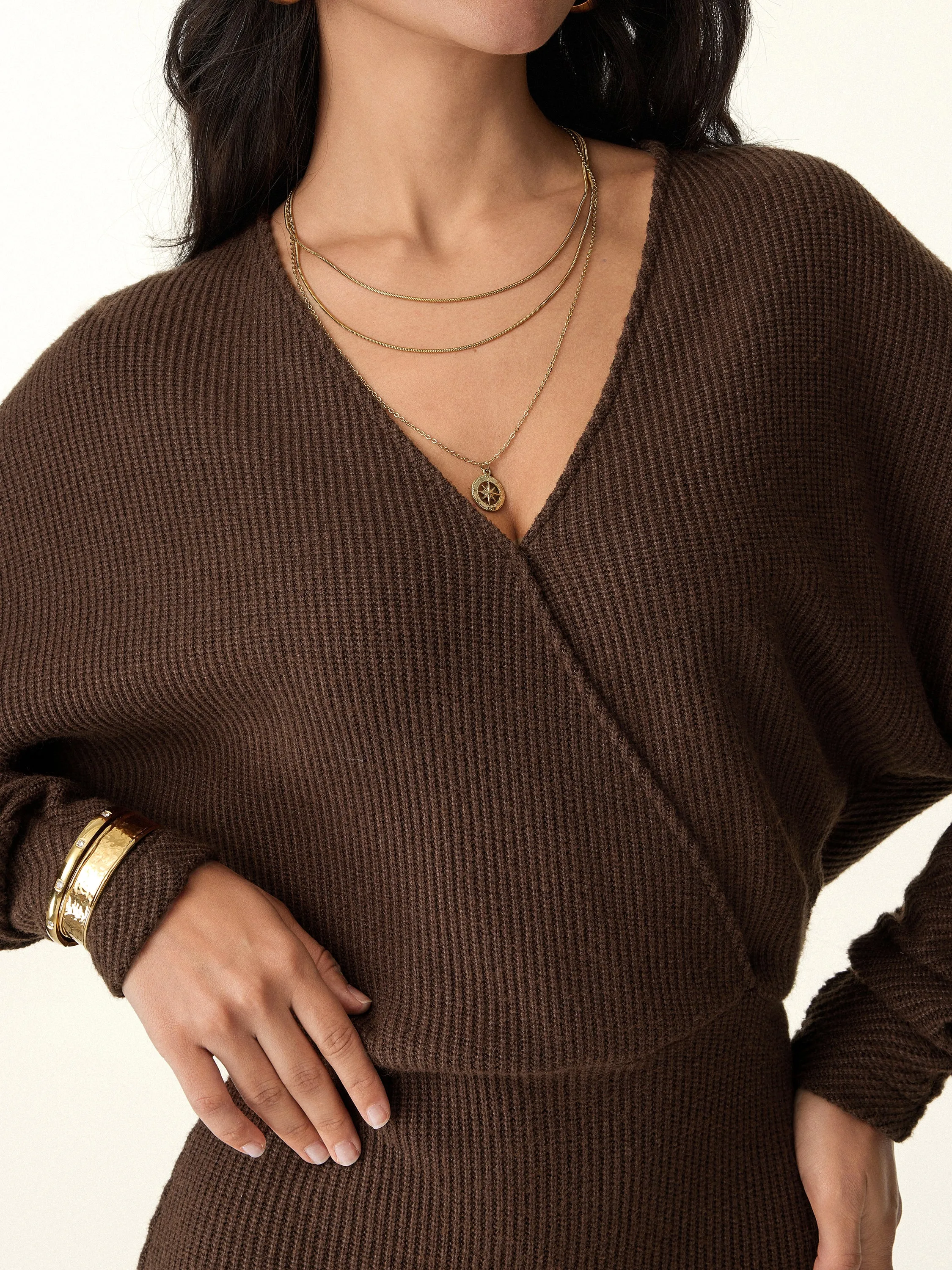 Surplice Batwing Dress