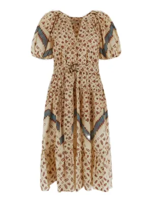 Ulla Johnson Esti Ultramarine V-Neck Belted Dress