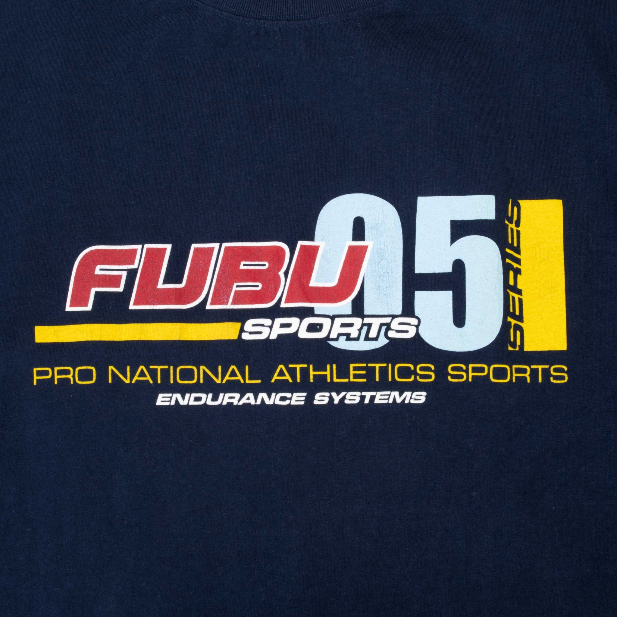 VINTAGE FUBU PRO NATIONAL ATHLETICS SPORTS BLUE TEE SHIRT 2000S XL