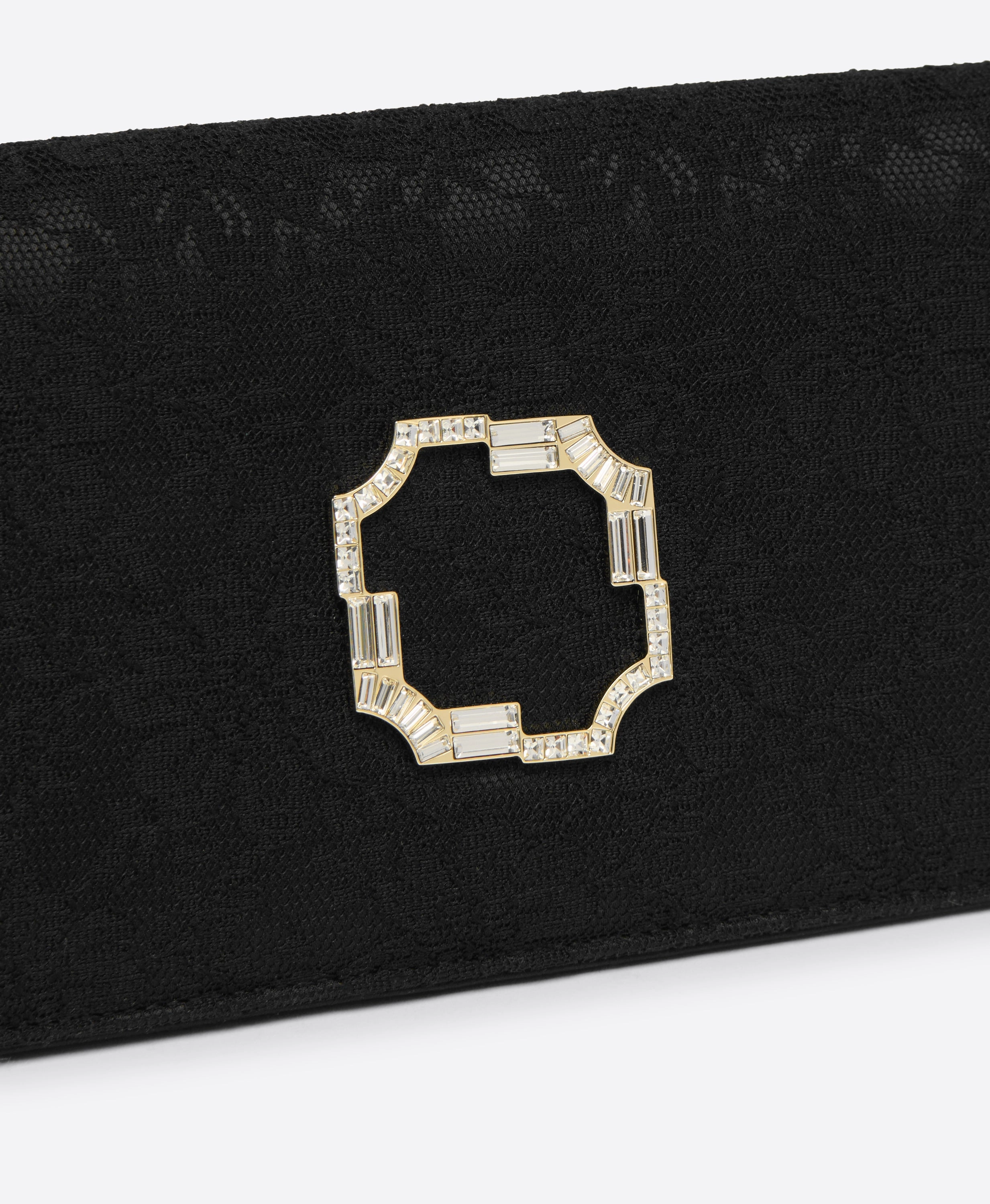 Vivien Black Lace Satin  Clutch Bag