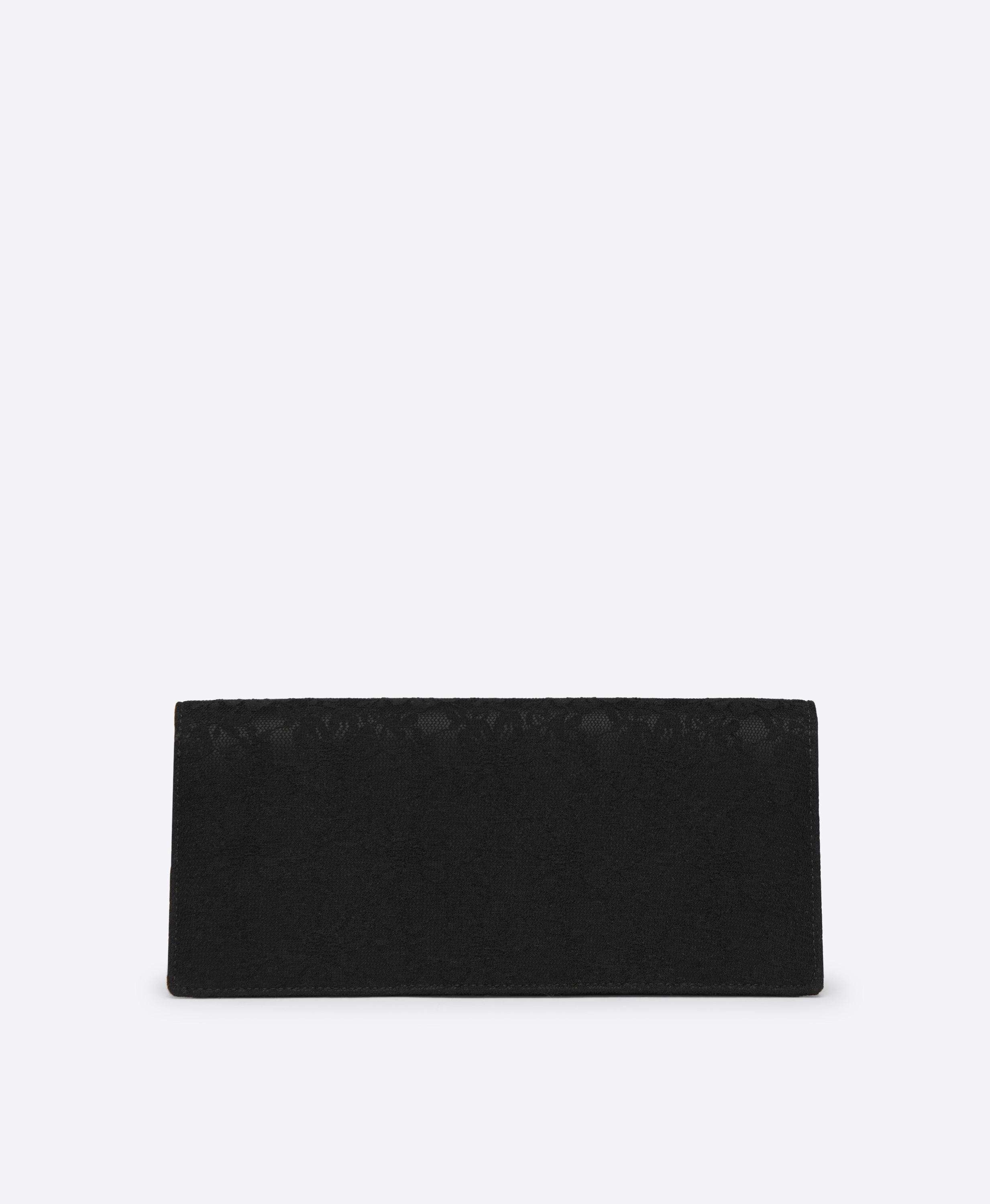 Vivien Black Lace Satin  Clutch Bag