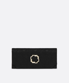 Vivien Black Lace Satin  Clutch Bag