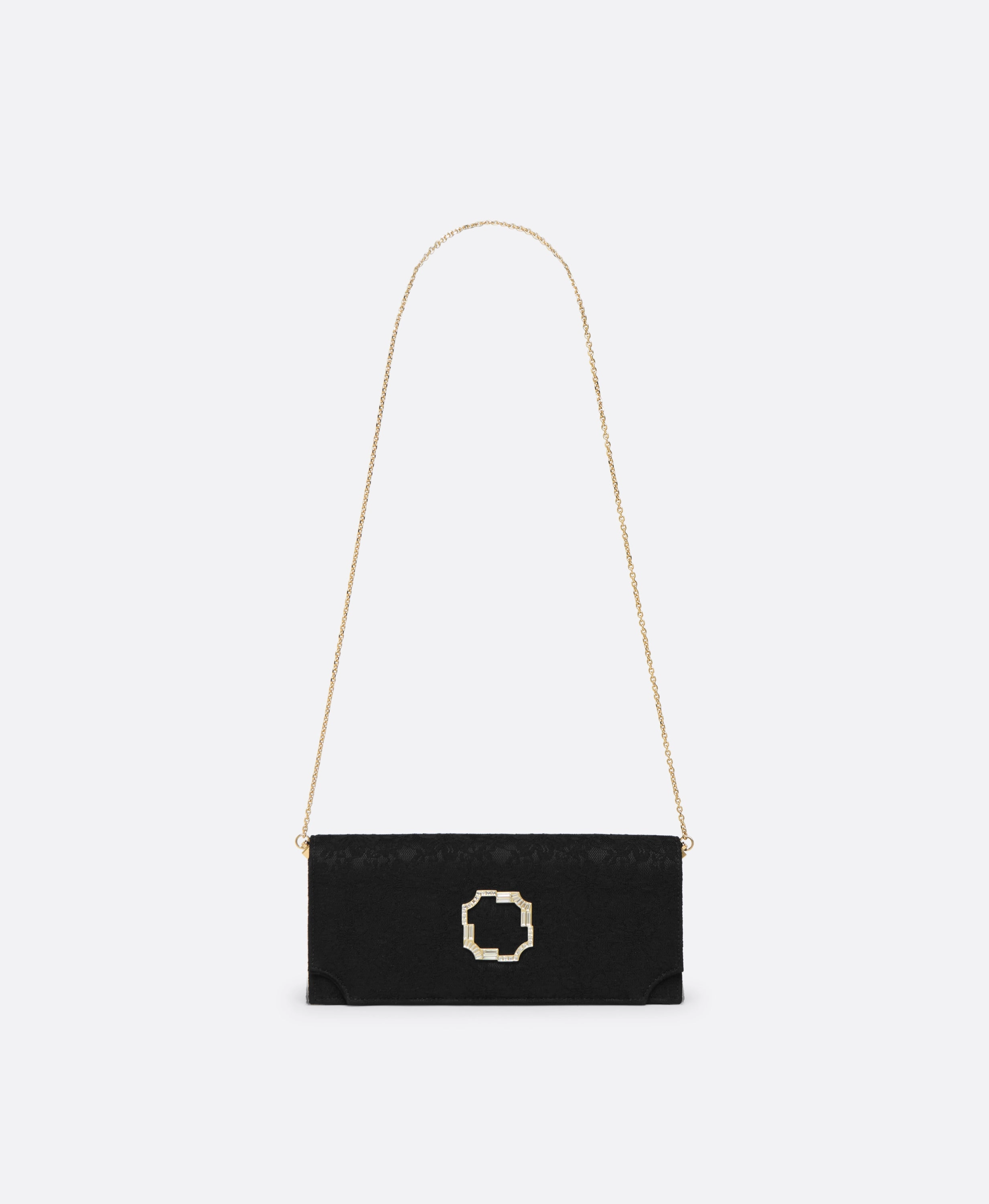 Vivien Black Lace Satin  Clutch Bag
